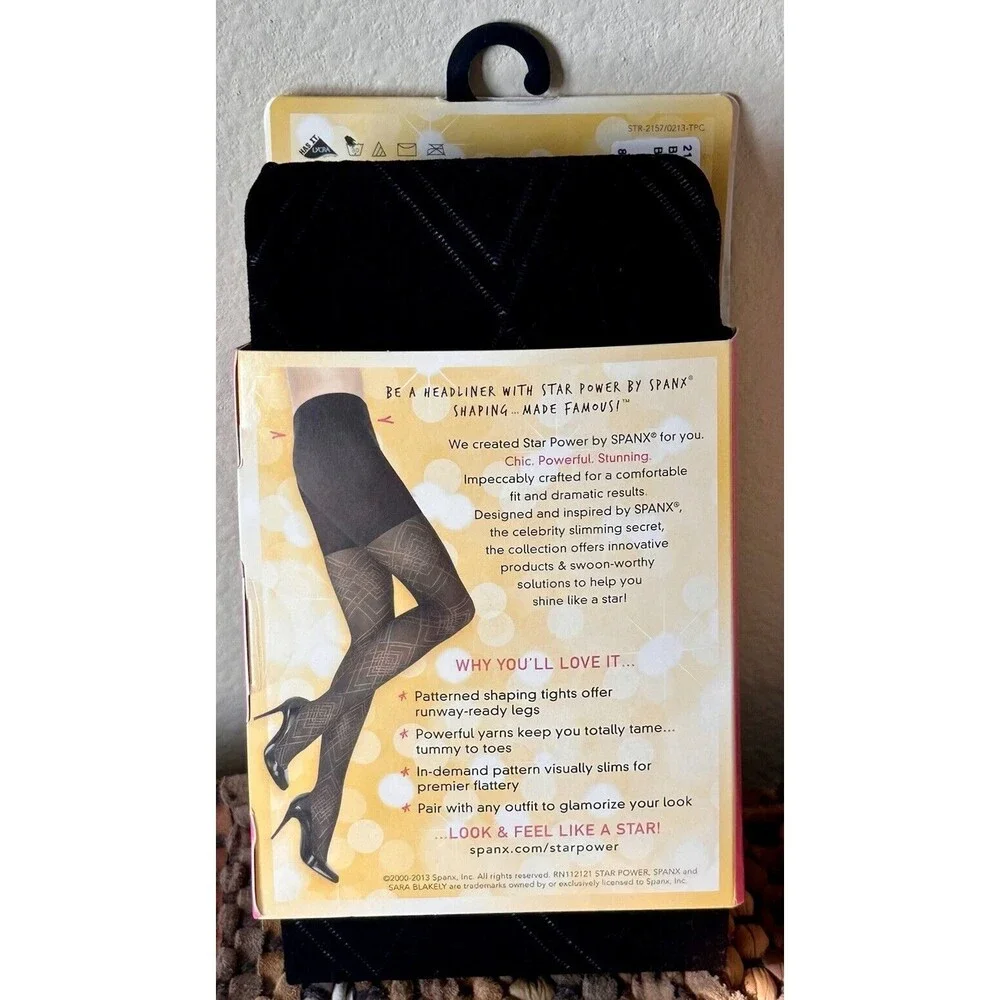 Spanx Star‎ Power Center Stage Diamond Daze Shaping Tights Size B New Box Black